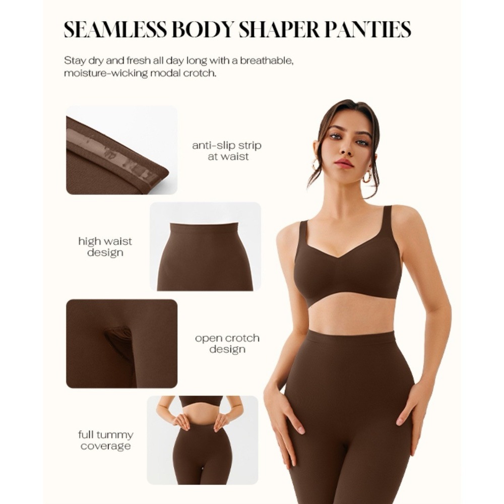 Women High Waist Seamless Body Shaper Panties Tummy Control Shapewear Beige SZ S - Picture 7 of 9